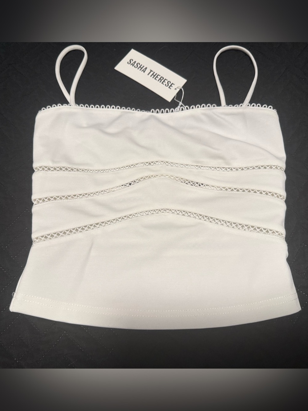 NWT! Sasha Therese White Lace-Trim Cami Top XS